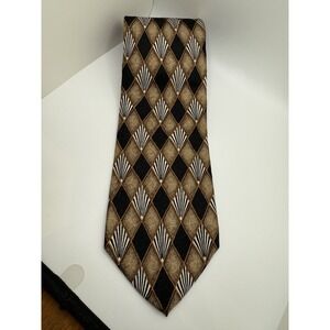 Vintage JZ Richards USA Silk Jacquard Tie 4" Wide Abstract Art Deco